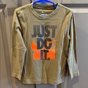Nike Kids Olive and Orange Long Sleeve Tee